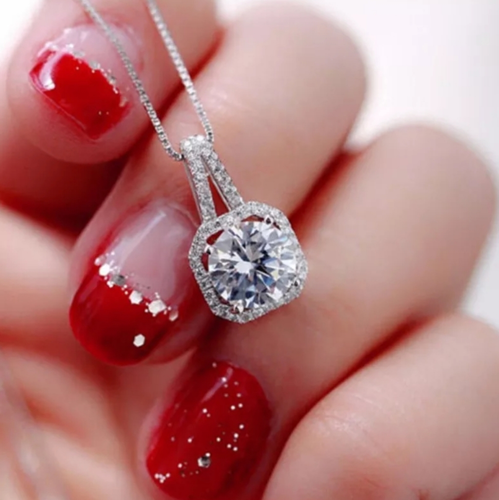 Sparkling Silvertone CZ Rhinestone Necklace - Picture 6 of 6